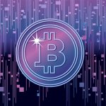 Digital Bitcoin crypto with Futuristic Background