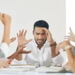 Businessman having a problem with decision-making