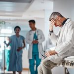 Doctor in the healthcare industry feeling tired from and emotional labor