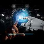 Chat with AI or Artificial Intelligence. Young businessman chatting with a smart AI or artificial intelligence using an artificial intelligence chatbot developed by OpenAI.