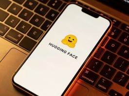 Hugging face logo on phone screen
