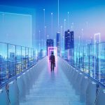 work - man walking on bridge